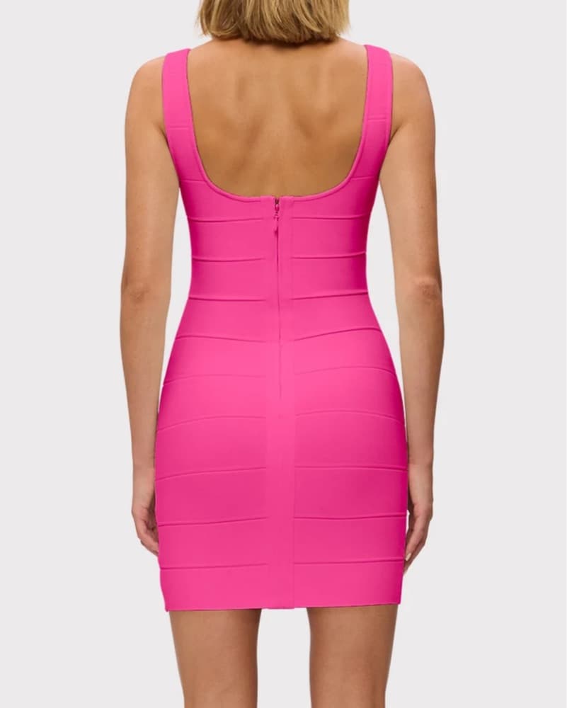 Herve Leger Pink Mini Dress - Image 4