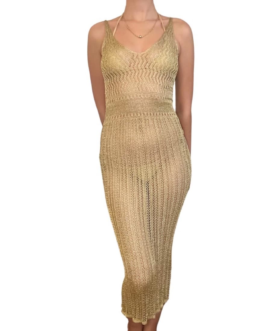 Metallie Crochet Midi Dress  - Image 1