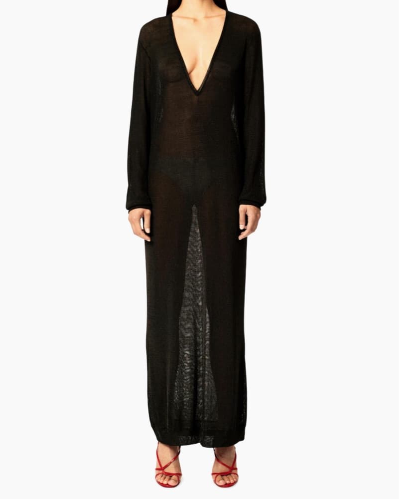 Elegant Sheer Black Maxi Dress - Image 3