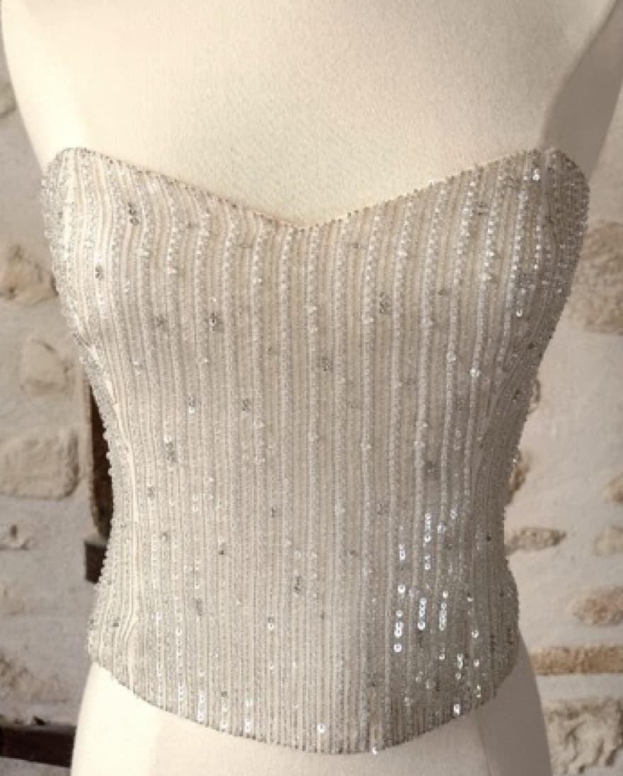 White Sequined Corset - Image 1