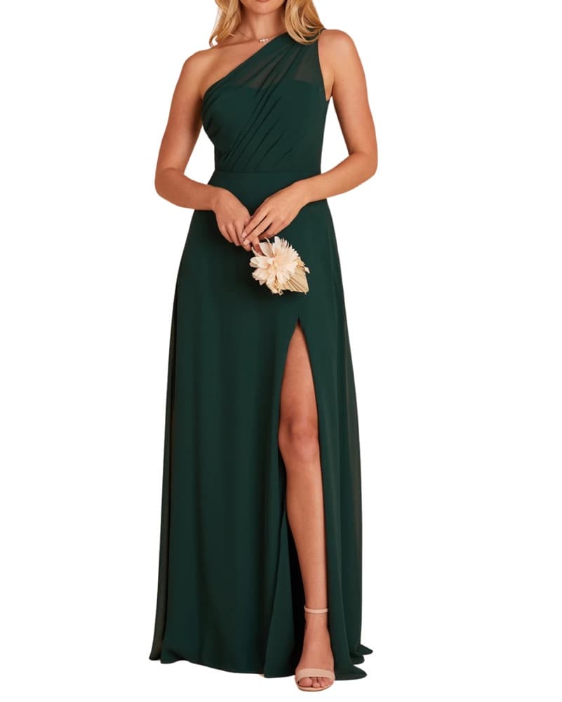 Green One Shoulder Dress - Image 1