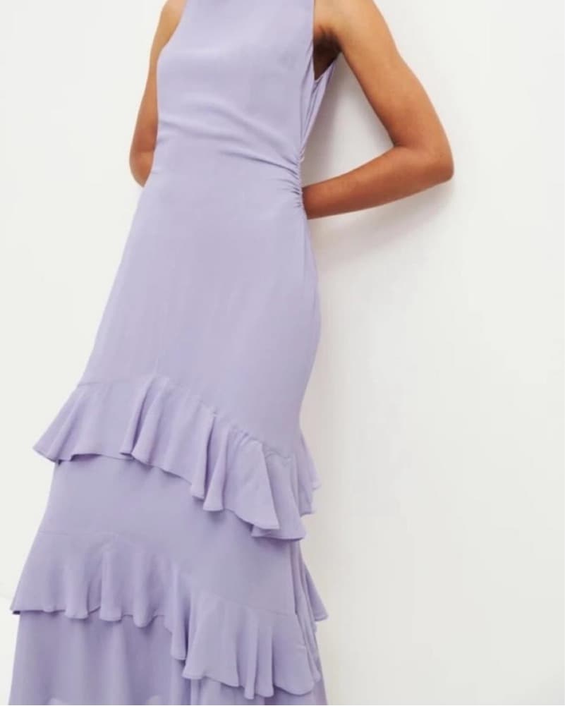Lavender Tiered Ruffle Midi Dress - Image 2