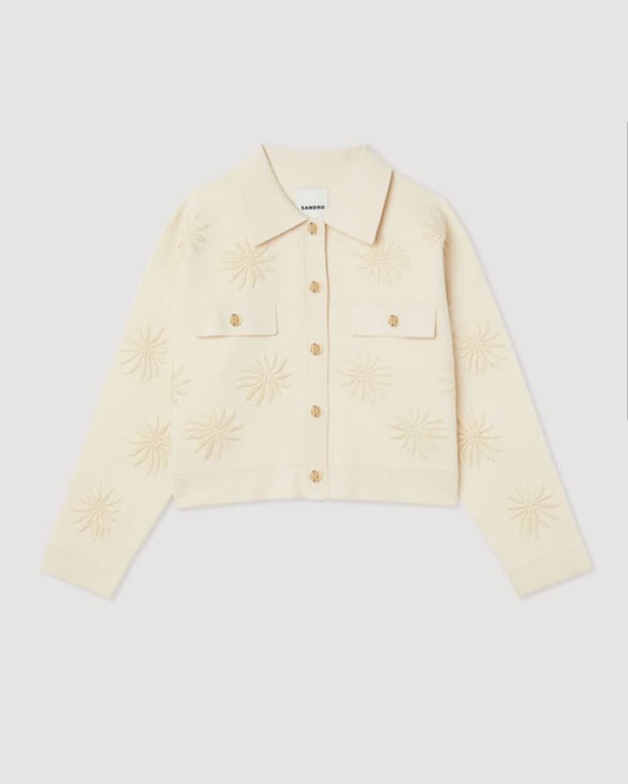 Sandro Spring Knit Embroidered Cardigan - Image 3