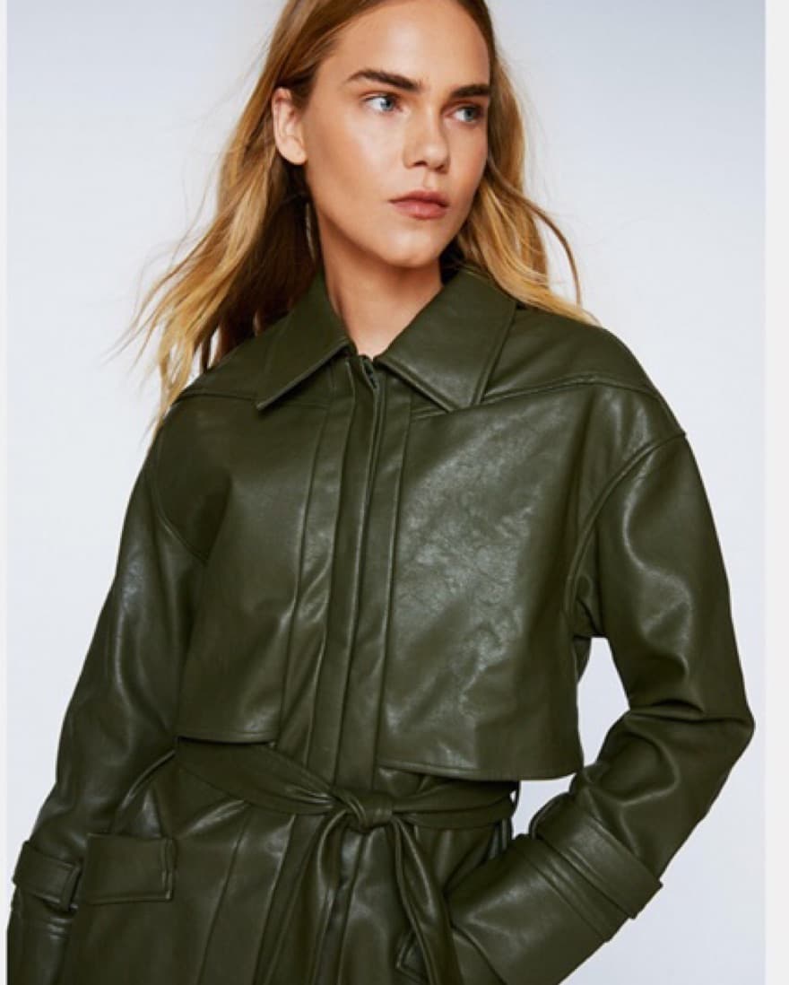 Faux Leather Trench Coat - Image 2