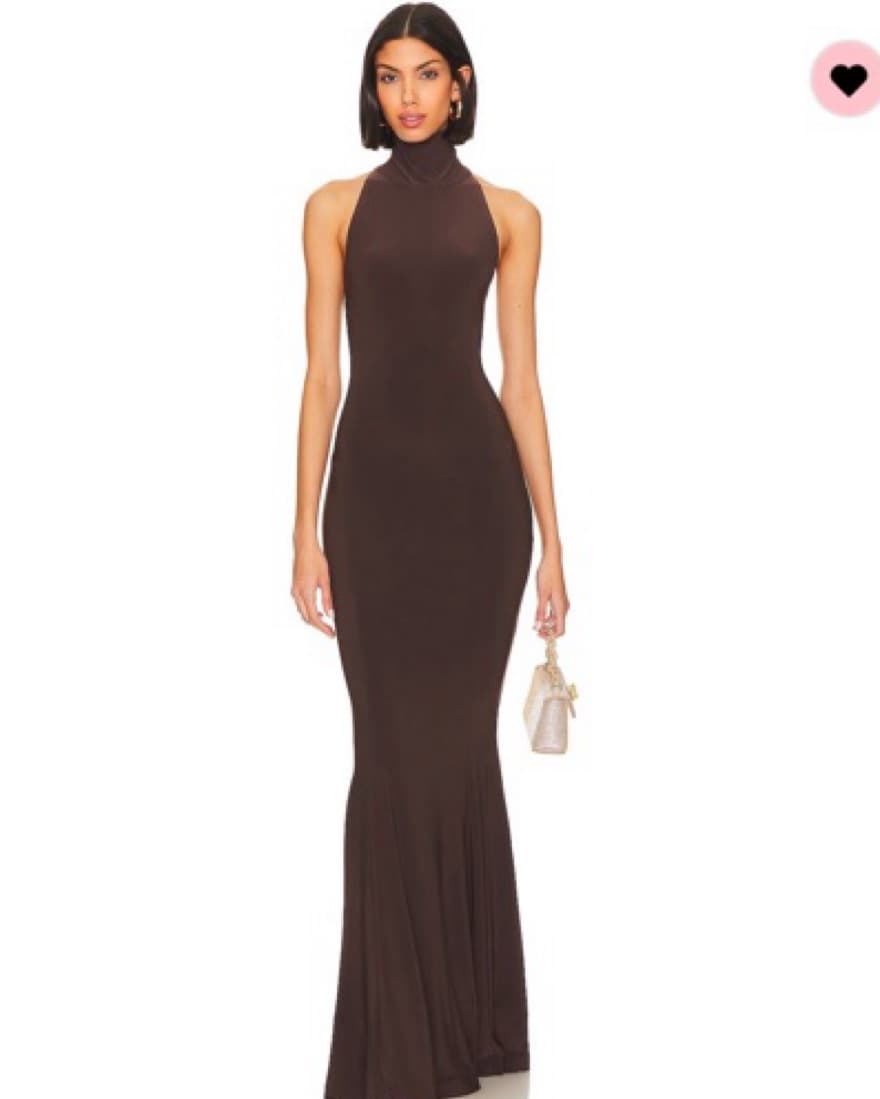 Norma Kamali Fishtail Gown Chocolate Sm - Image 1