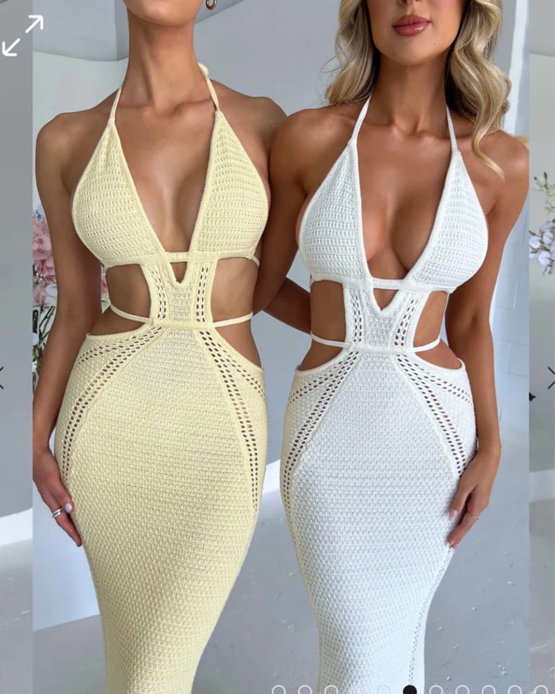 Arabella Yellow Crochet Maxi Dress - Image 2