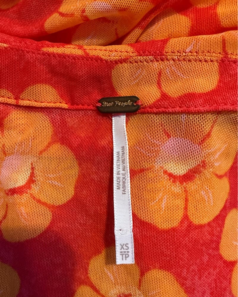 Free People Orange Floral Top - Image 3