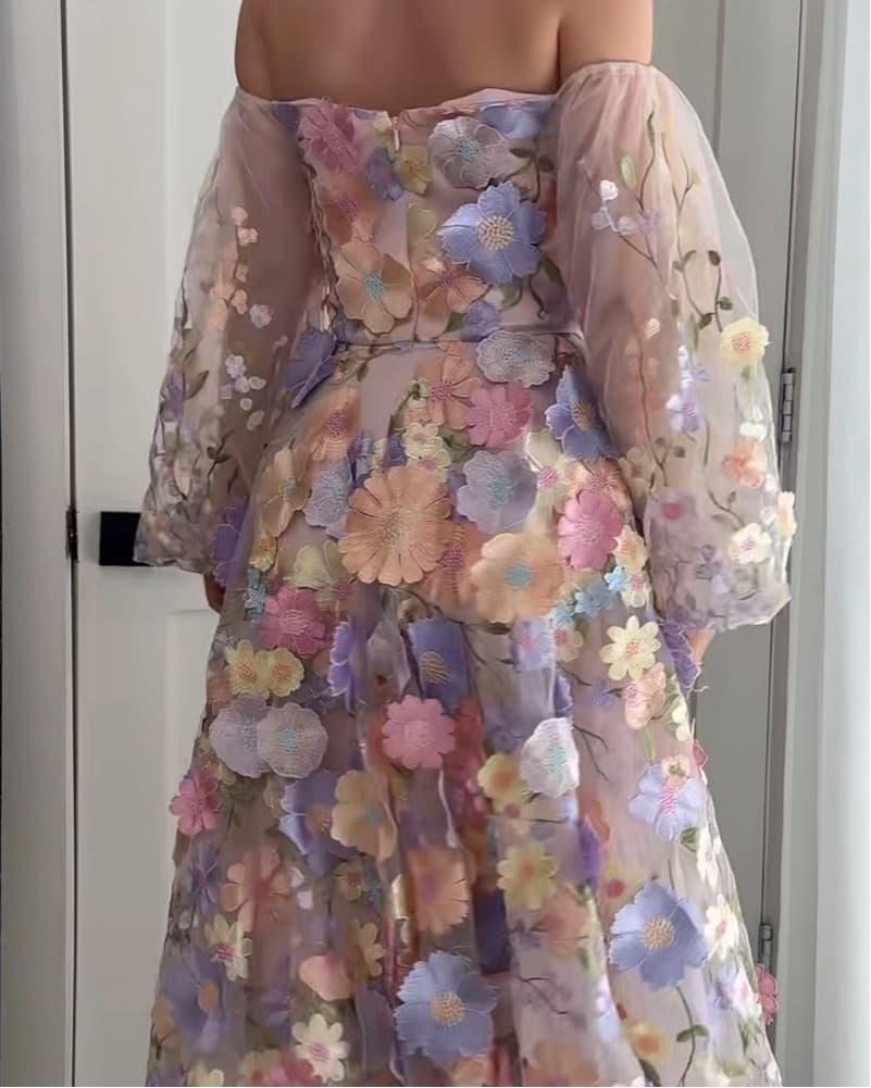 Ethereal Floral Off-Shoulder Dress - Image 3