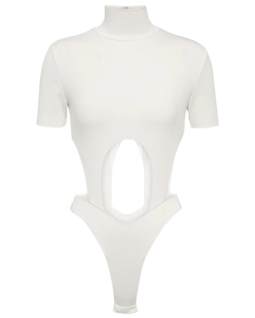 $810 Mugler Cutout Ivory Bodysuit - Image 4