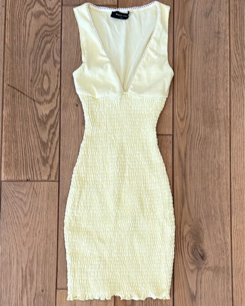 White Fox Sunshine Bliss Mini Dress Lemon - Image 2