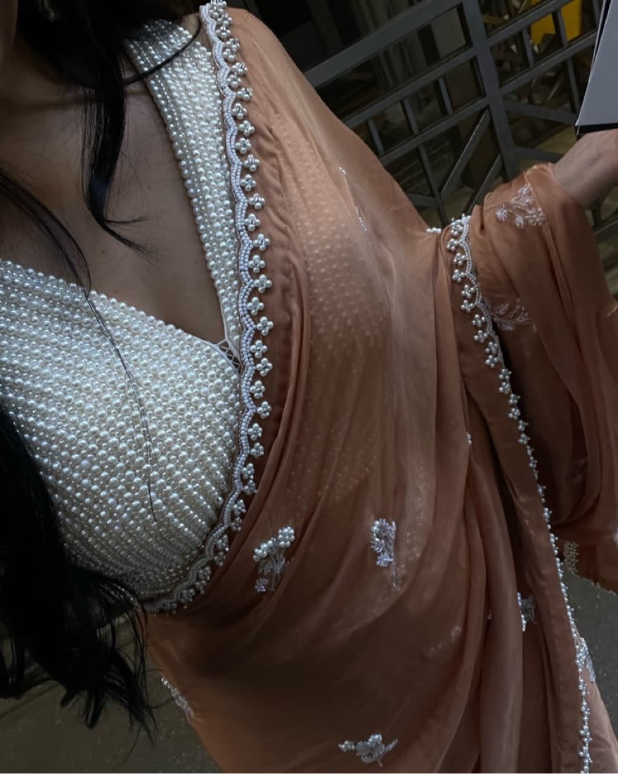 Pearl Pre Pleated saree - Image 2