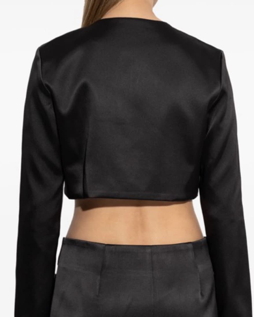 Black Satin Crop Top - Image 4