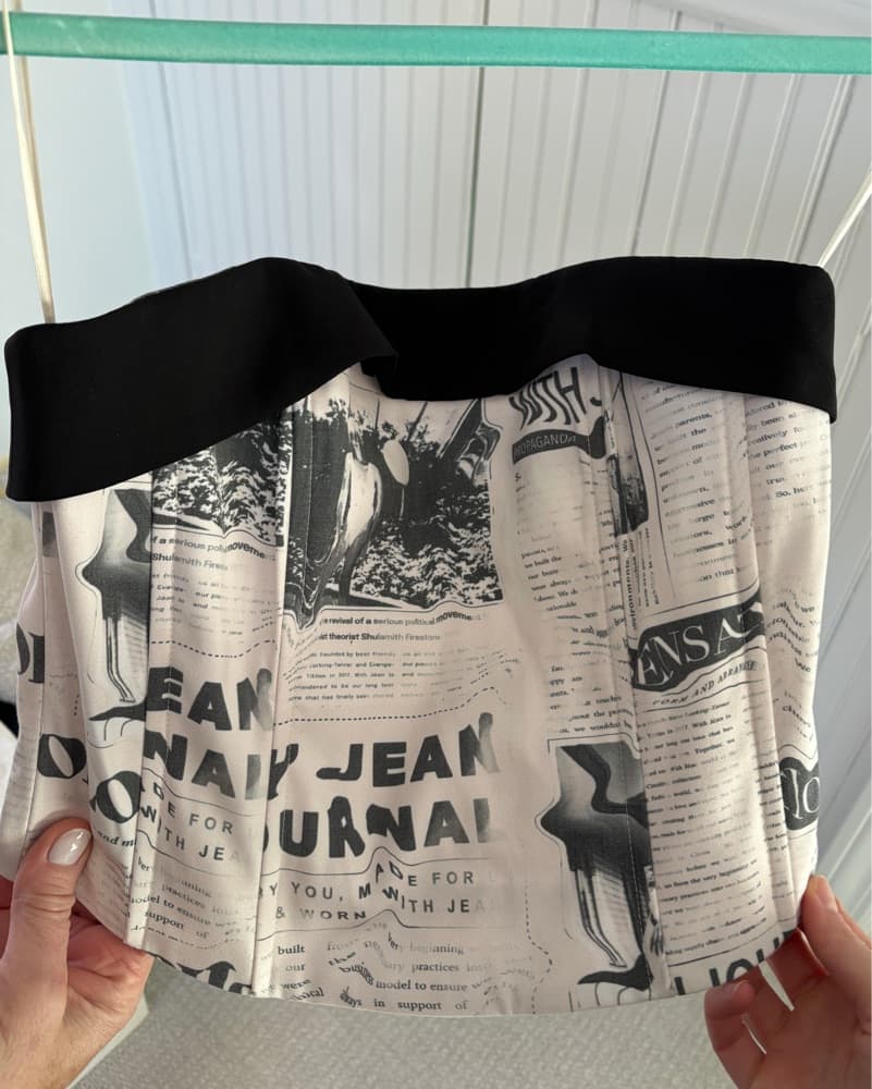 With Jean Corset Newspaper Print Top - Image 2