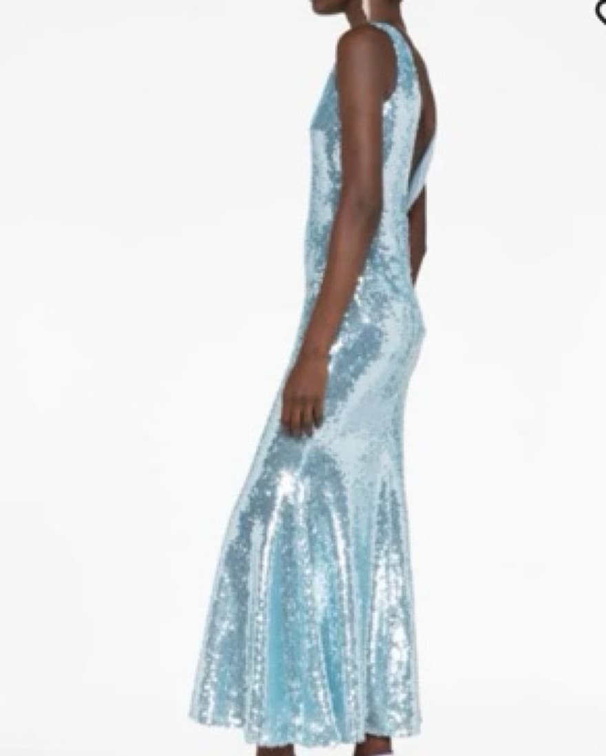 Self Portrait Sequin Blue Midi Dress - Image 6
