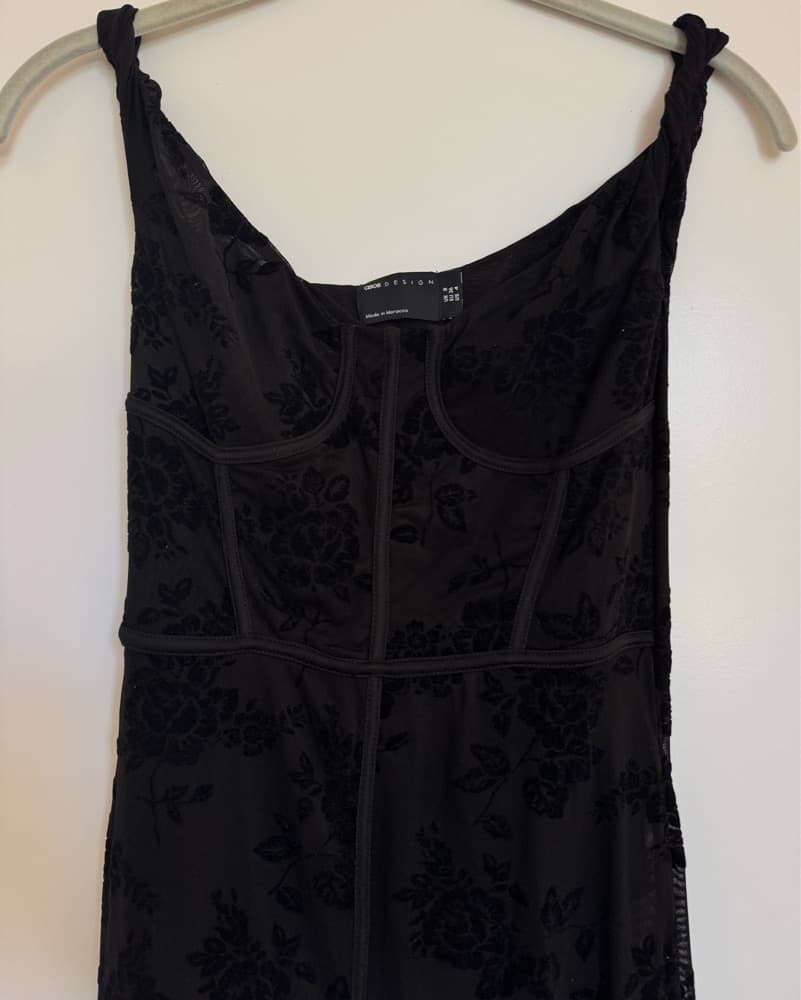 Black Velvet Sheer Maxi Dress - Image 4