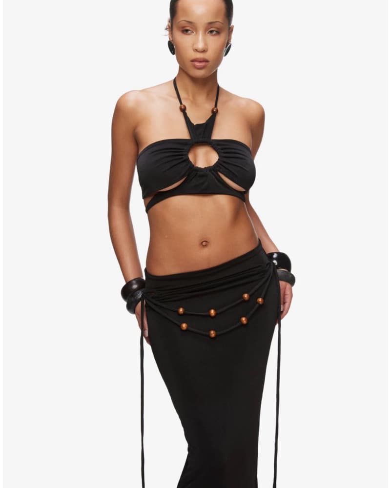 Captivating Black Halter Cutout Maxi Dress - Image 1