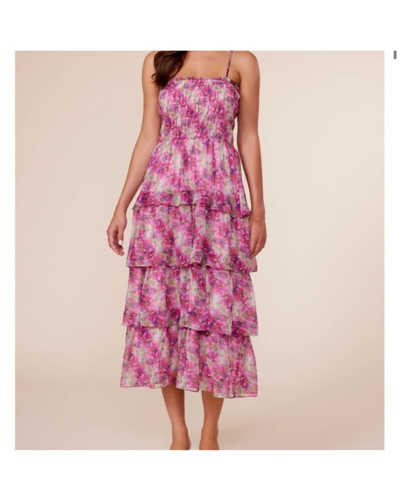 LucyParis Pink Ruffled Midi Dress - Image 1