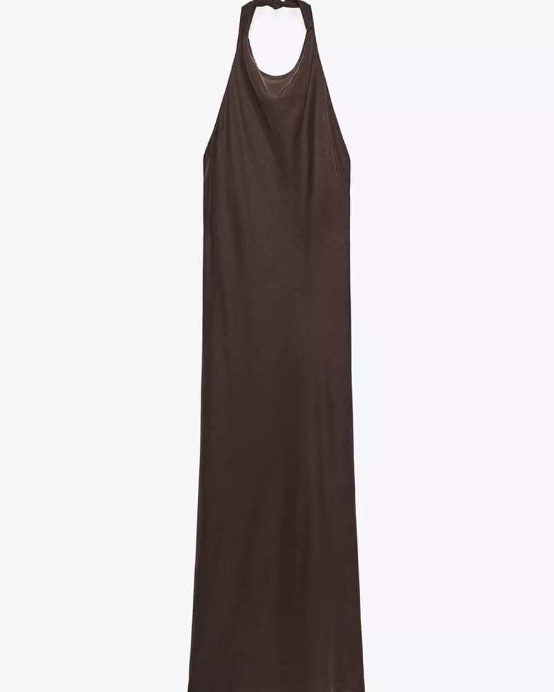 Zara Brown Halter Dress - Image 1