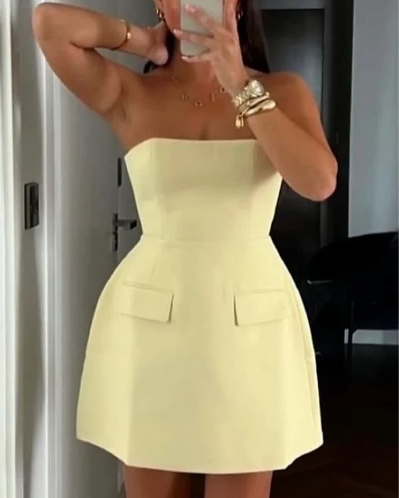 Odd muse Strapless Dress (Lemon) - Image 3