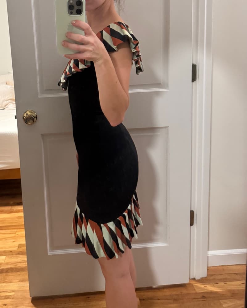 Zac Posen Mini Black Dress With Ruffles - Image 2