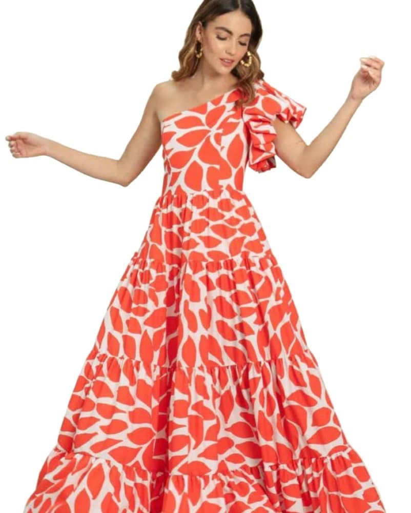Vibrant Floral One-Shoulder Maxi Dress - Image 1