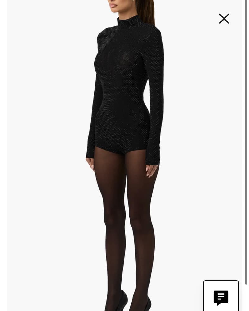 Naked Wardrobe Black Rhinestone Romper  - Image 5