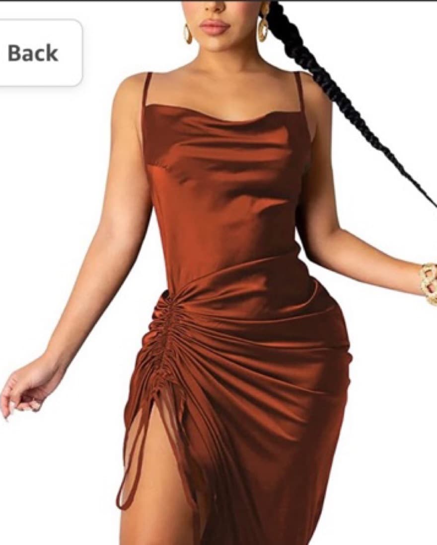 Rutched Cowel Satin Dress - Image 1