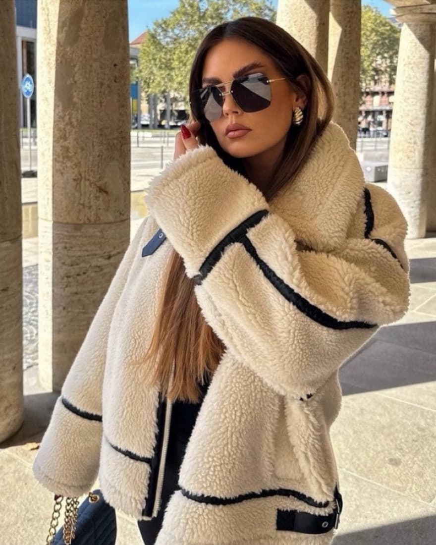 Zara Faux Fur Biker Teddy Jacket - Image 3