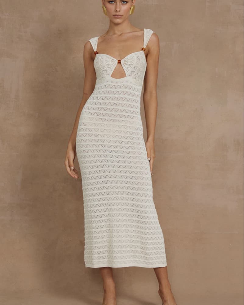 Elegant Crochet Midi Dress - Image 1