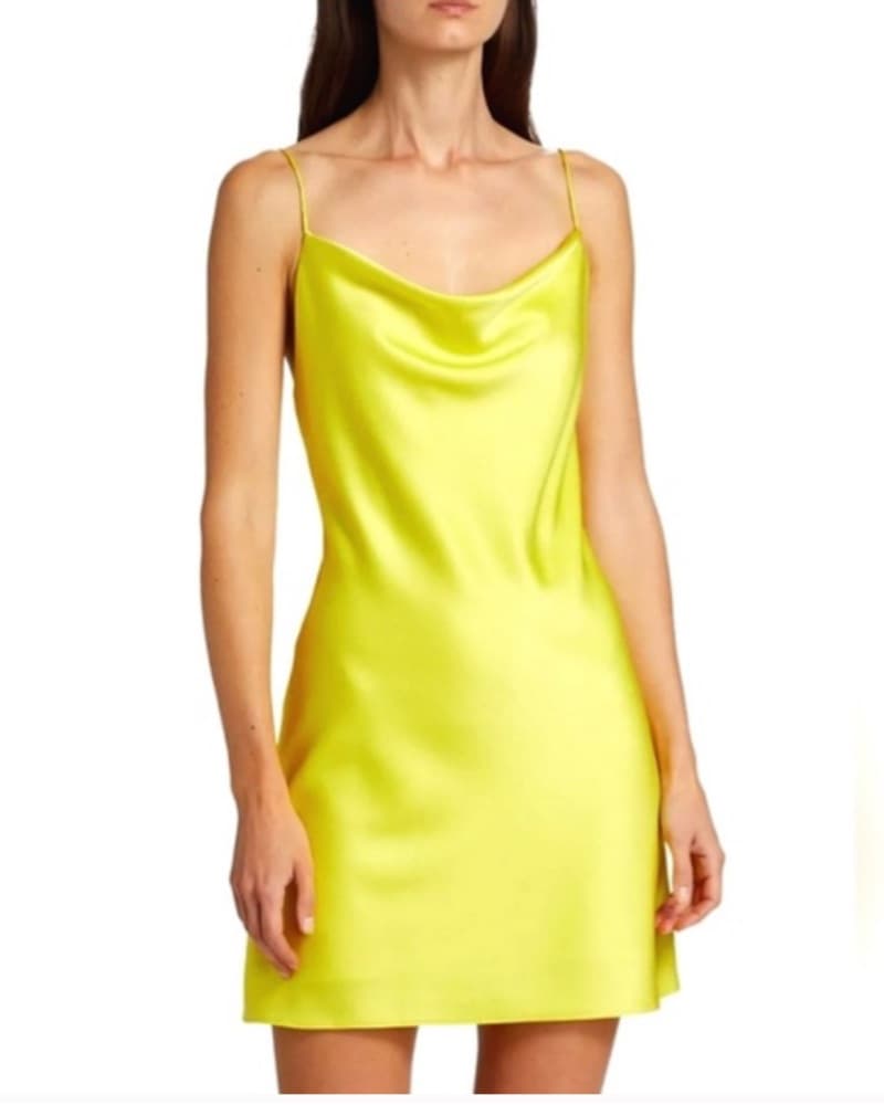 Vibrant Yellow Satin Slip Dress - Image 1