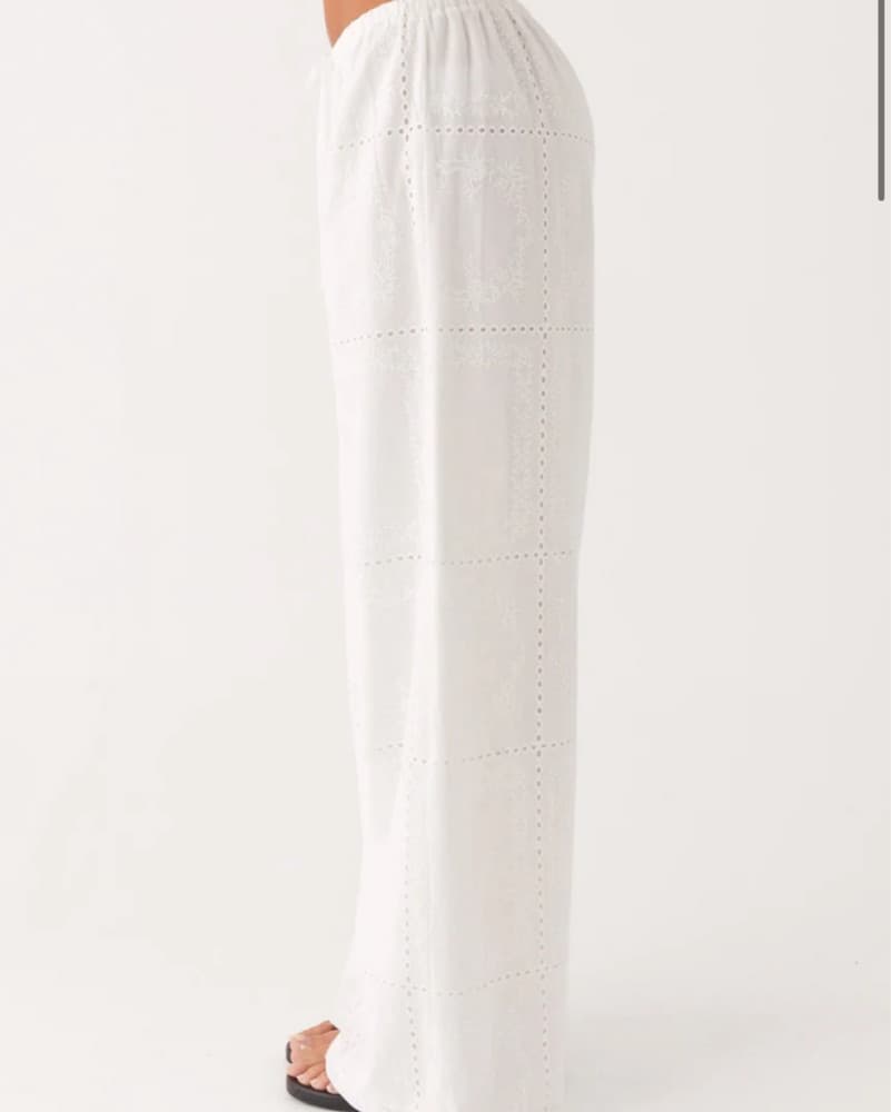 Bille Low Rise Pants - White Linen - Image 2