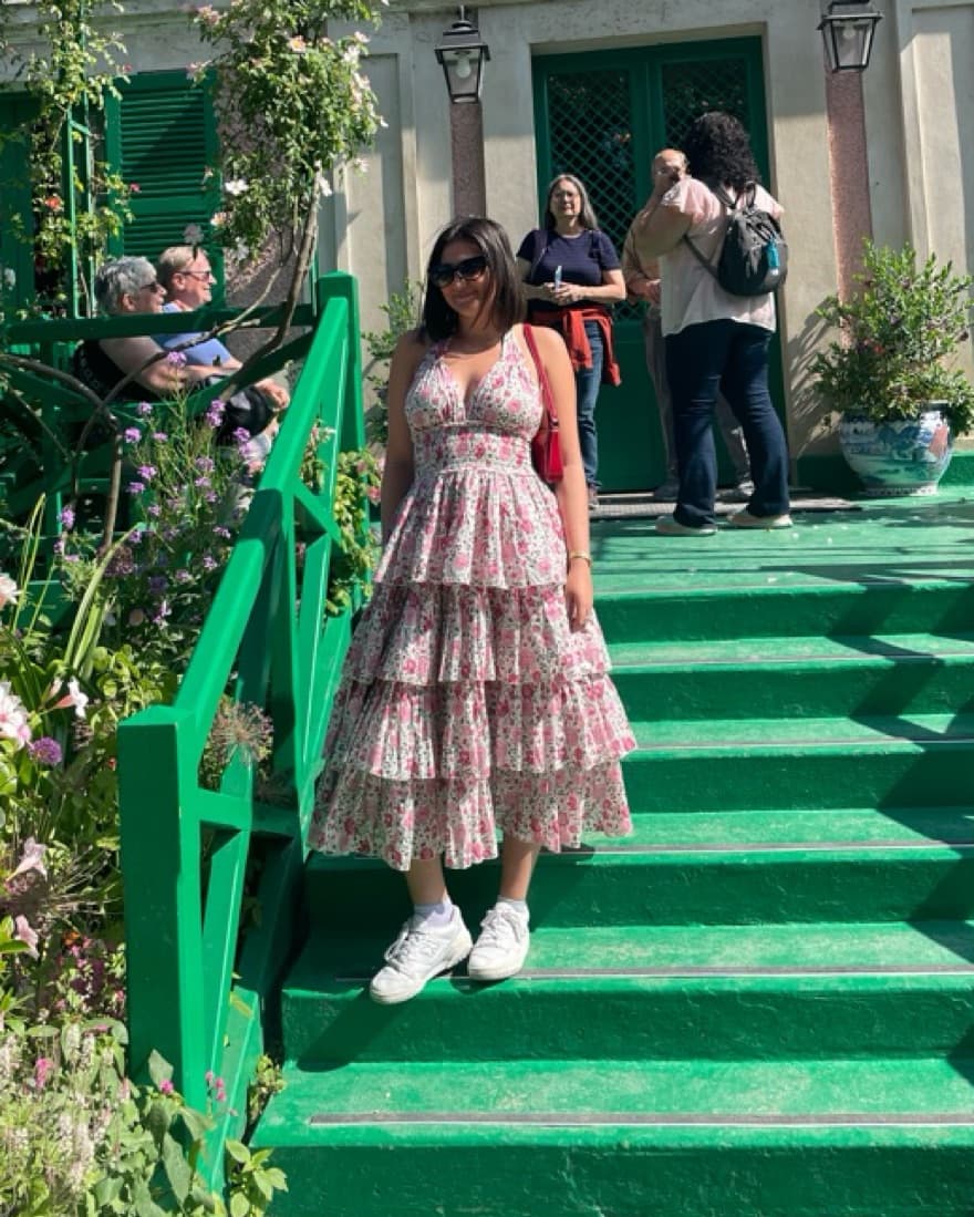 V Neck Ruffled Skirt CB Positano Dress - Image 1