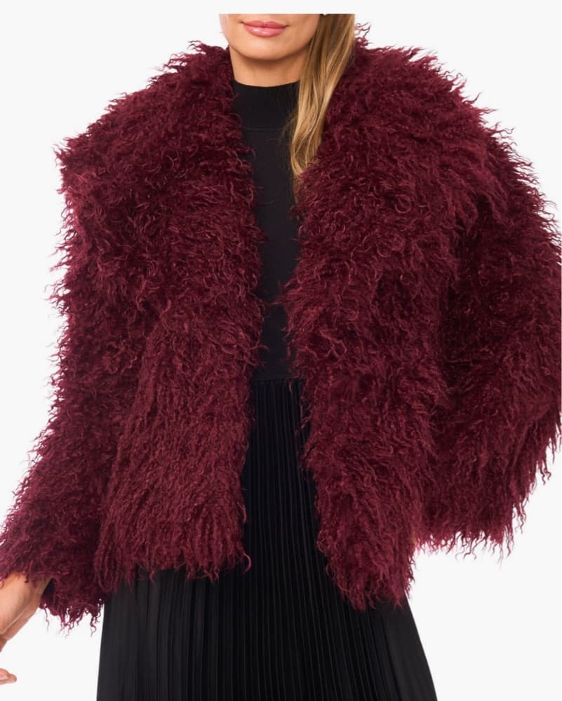 Dark Red Fur Jacket - Image 1