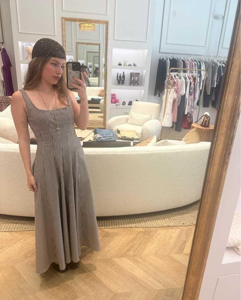 Staud brown and white checkered dress  - Image 2