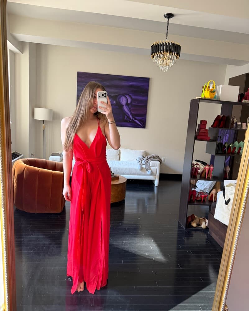 Coral Red Wrap Maxi - Image 1