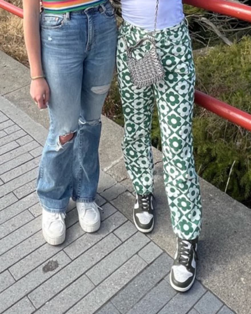 Green Flower Jeans - Image 2