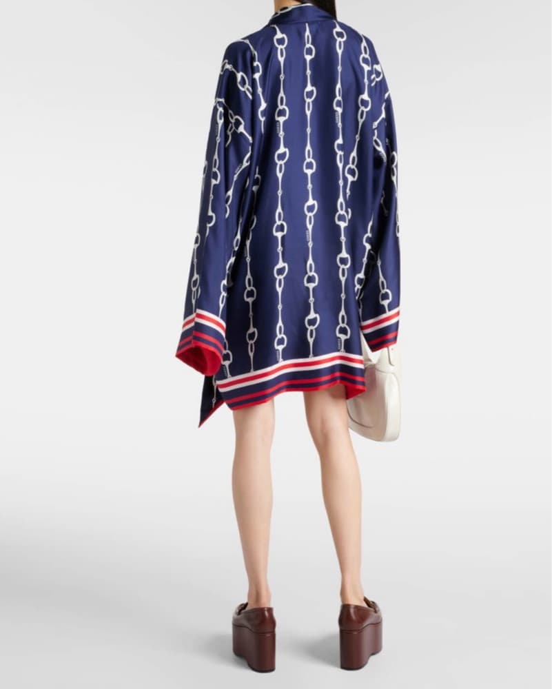 Gucci Horsebit Scarf-Print Mini Dress - Image 5