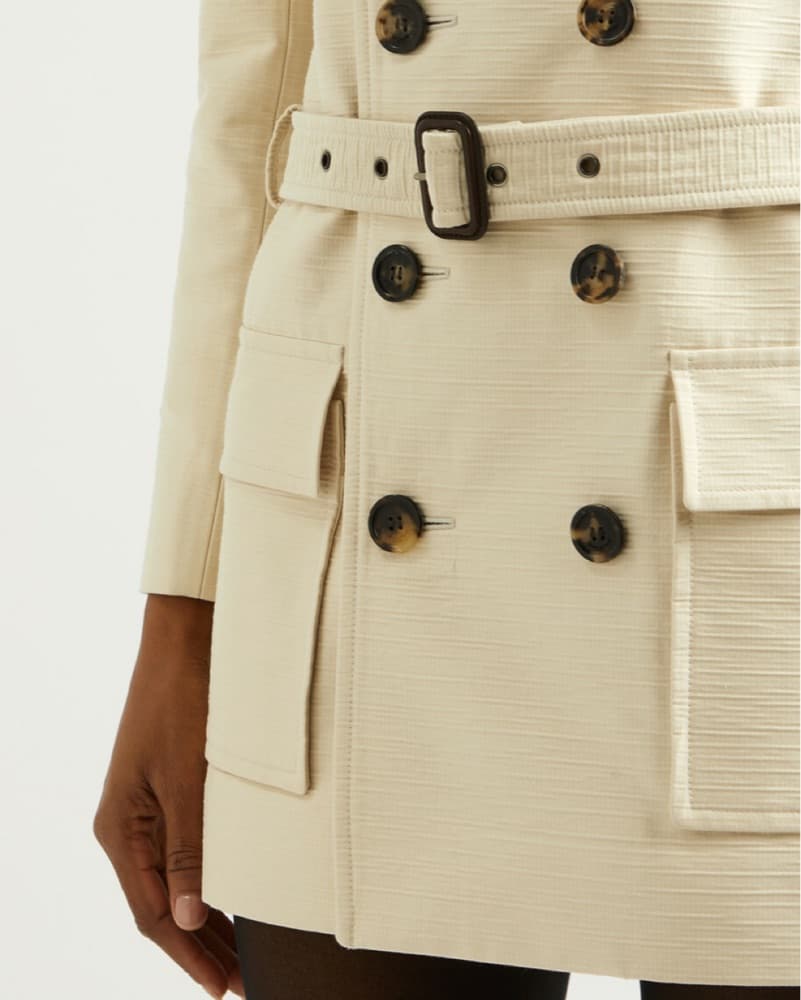 YSL Belted Double-Breasted Beige Coat - Image 5