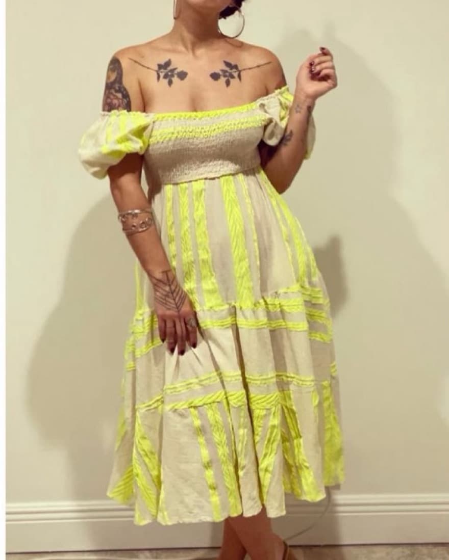 Bright Yellow And Cream Flirty Dress - Image 1