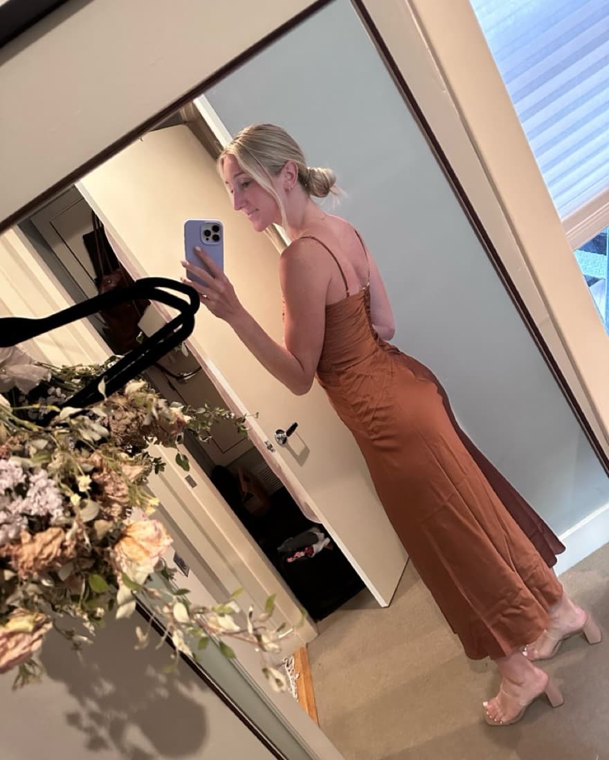 Shona Joy Ruched Midi Dress in Mocha - Image 3