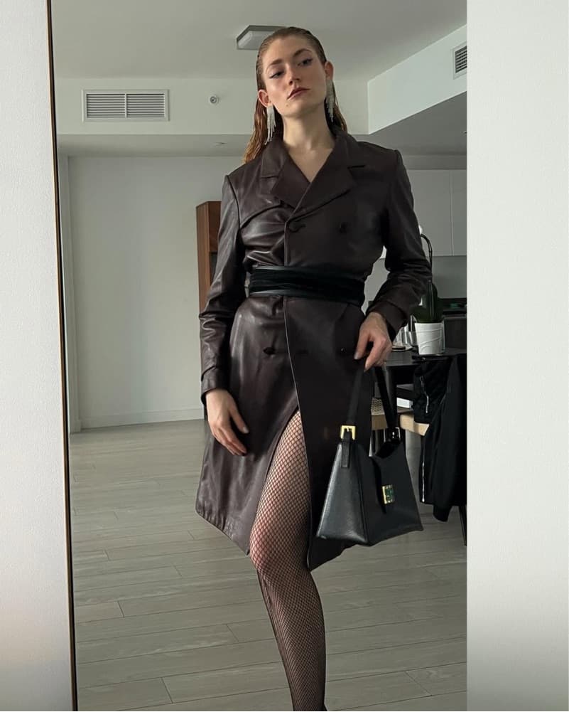 Vintage Leather Trench Coat - Image 1