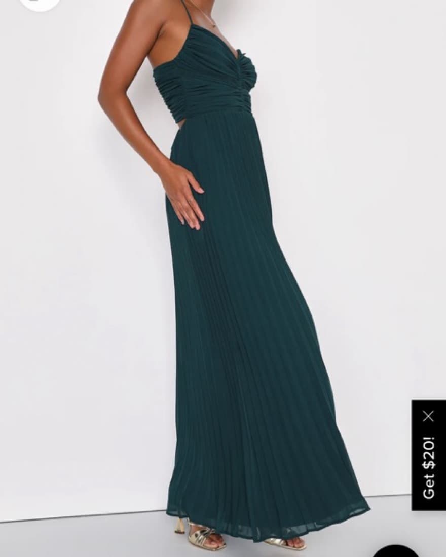 Emerald Green Pleated Maxi Dress - Image 2