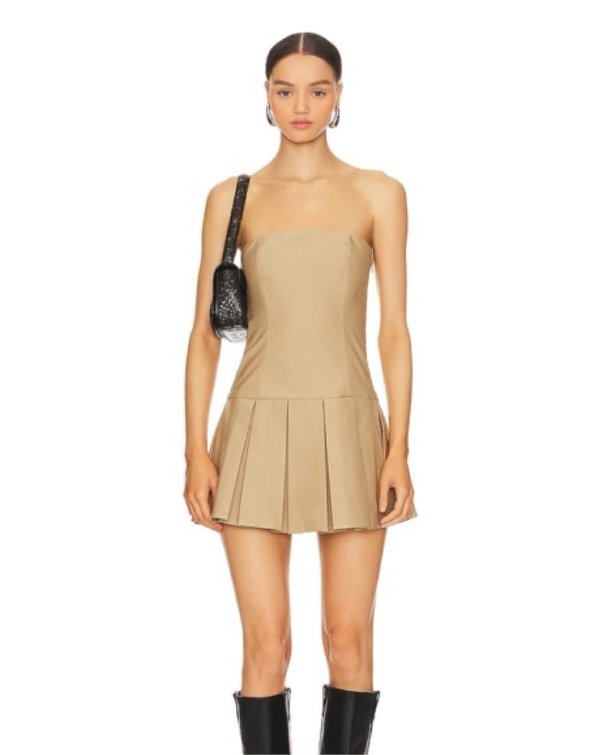Revolve Mini Dress in Tan  - Image 1