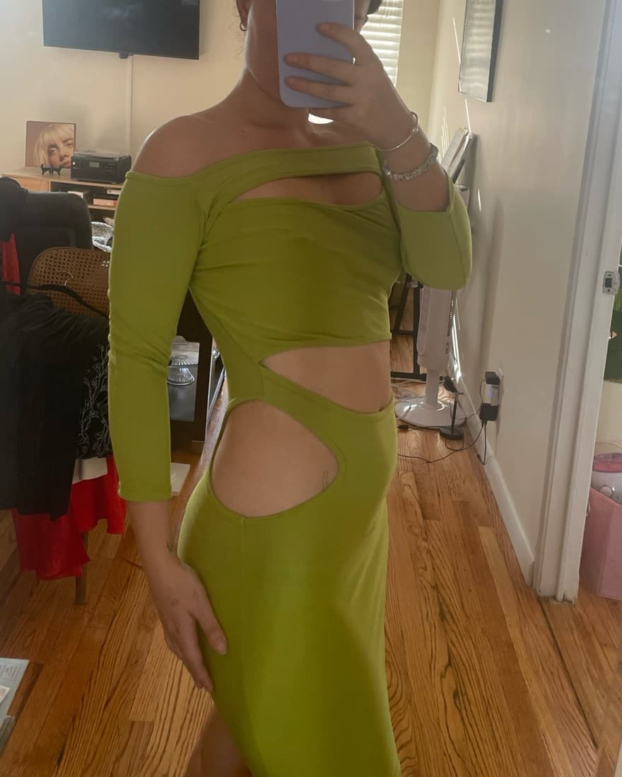 Green Cutout Mini Dress - Image 2