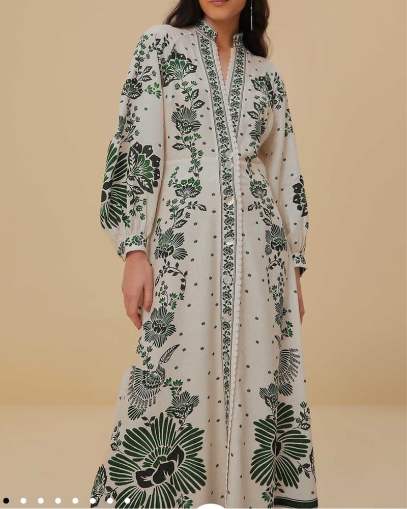 Farm Rio Green And White Maxi Dress - Image 1