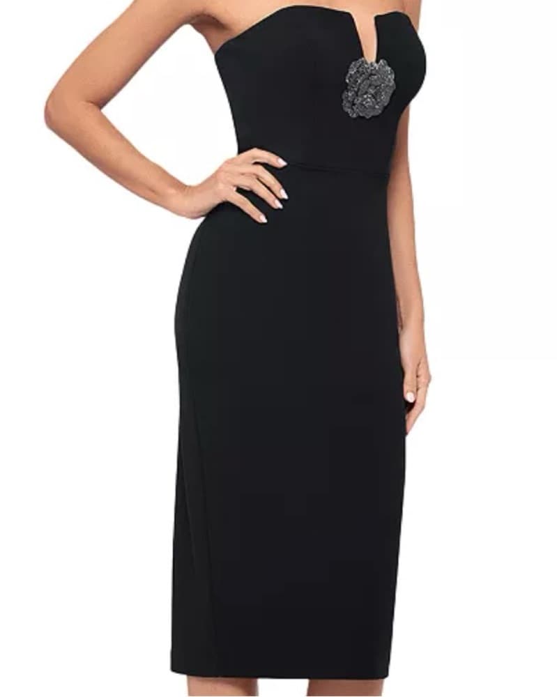 AQUA Scuba Crepe Flower Midi Dress - Image 3