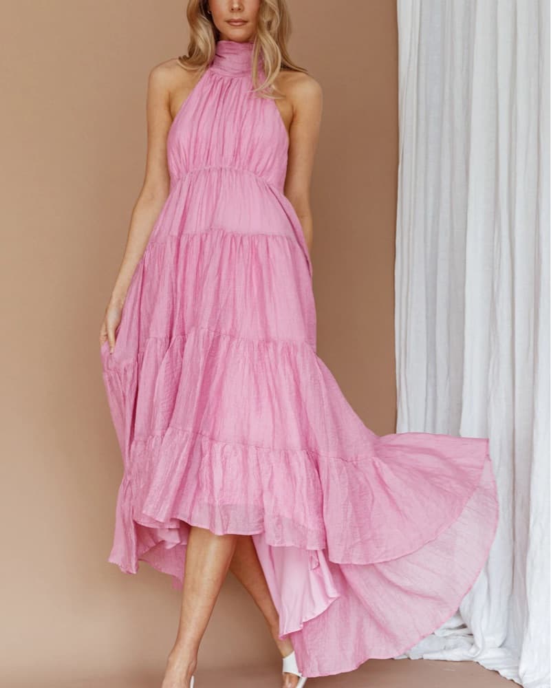 Mika & Gala Halter Pink Dress - Image 4