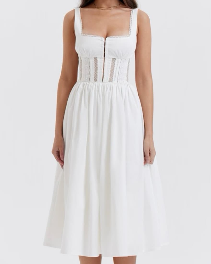 House Of CB White Lace Trim Midi Dress - Image 3