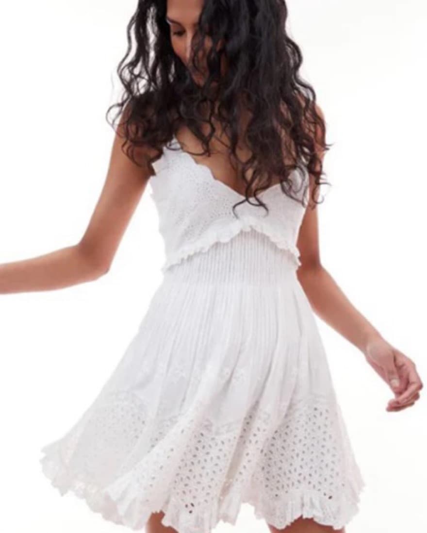 LoveShackFancy White Eyelet Mini Dress - Image 2