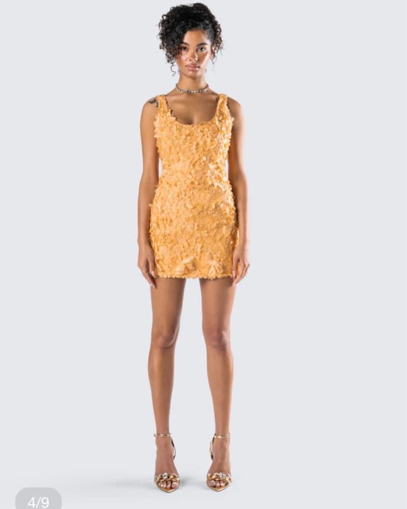 Raelyn Orange Petal Mini Dress - Image 1